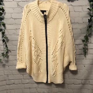 Oversize Bat Wing Zip Sweater